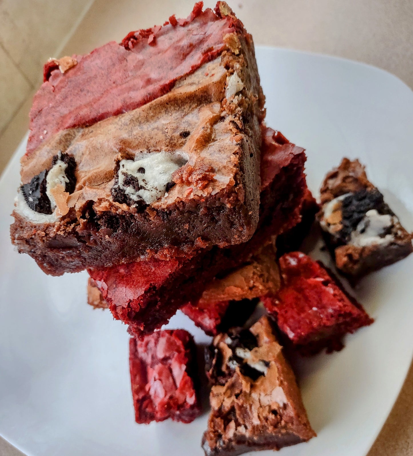 Red Velvet Cookies N Cream brownies