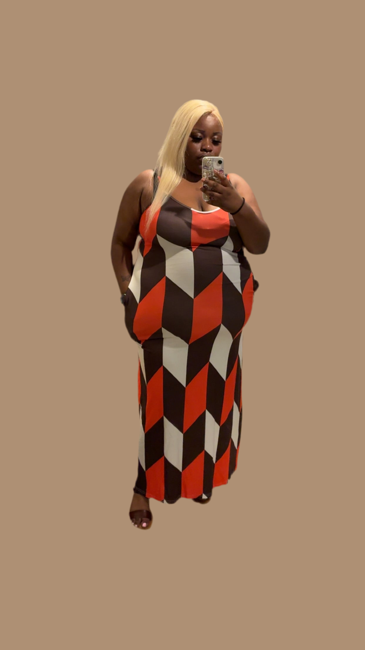 Patterned spaghetti Strap Dress | Plus Size