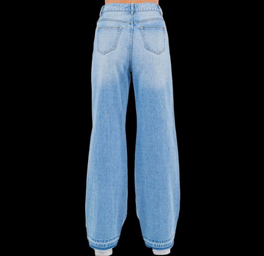 Wide leg hem jeans