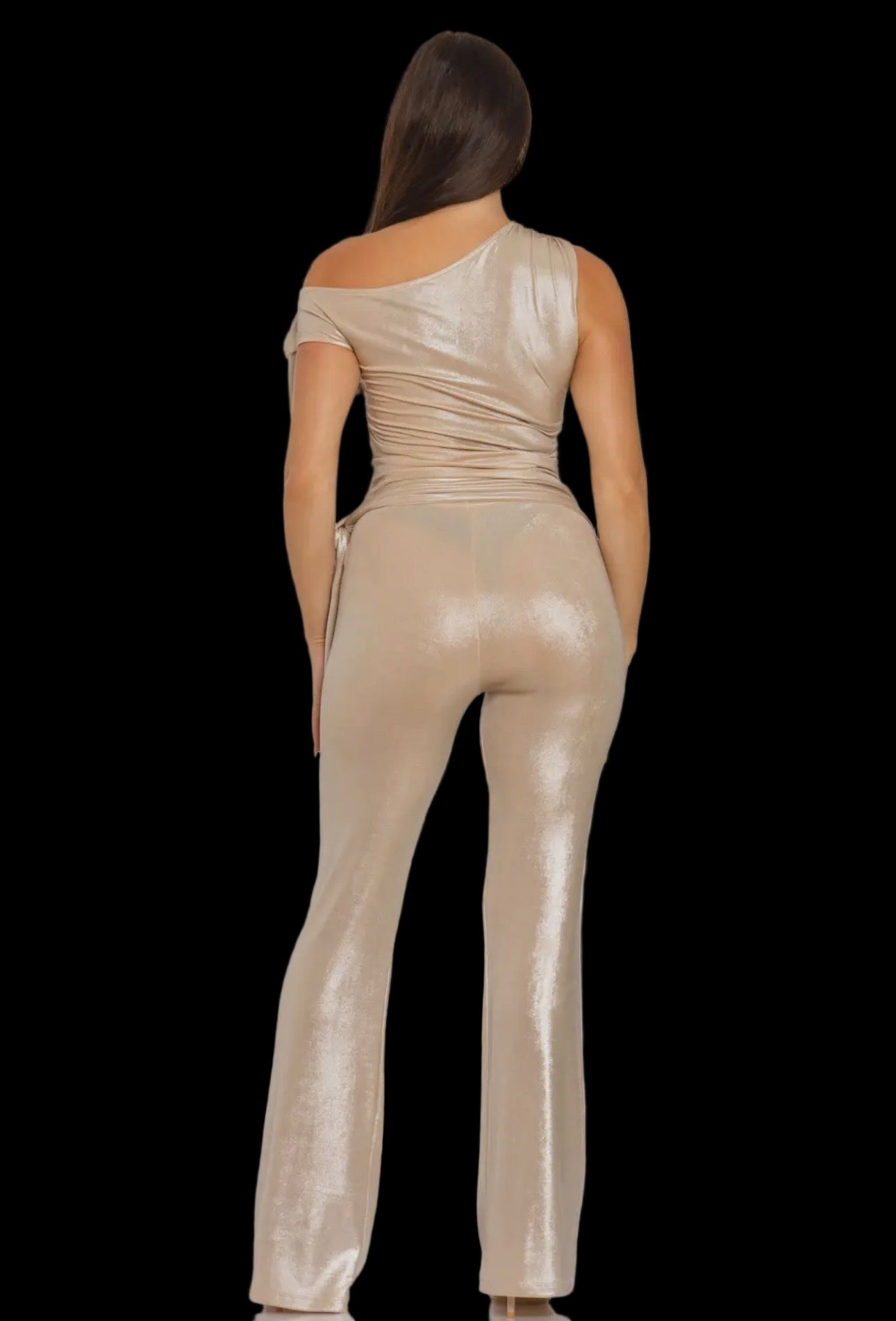 2PC Shoulder asymmetrical Shirring set