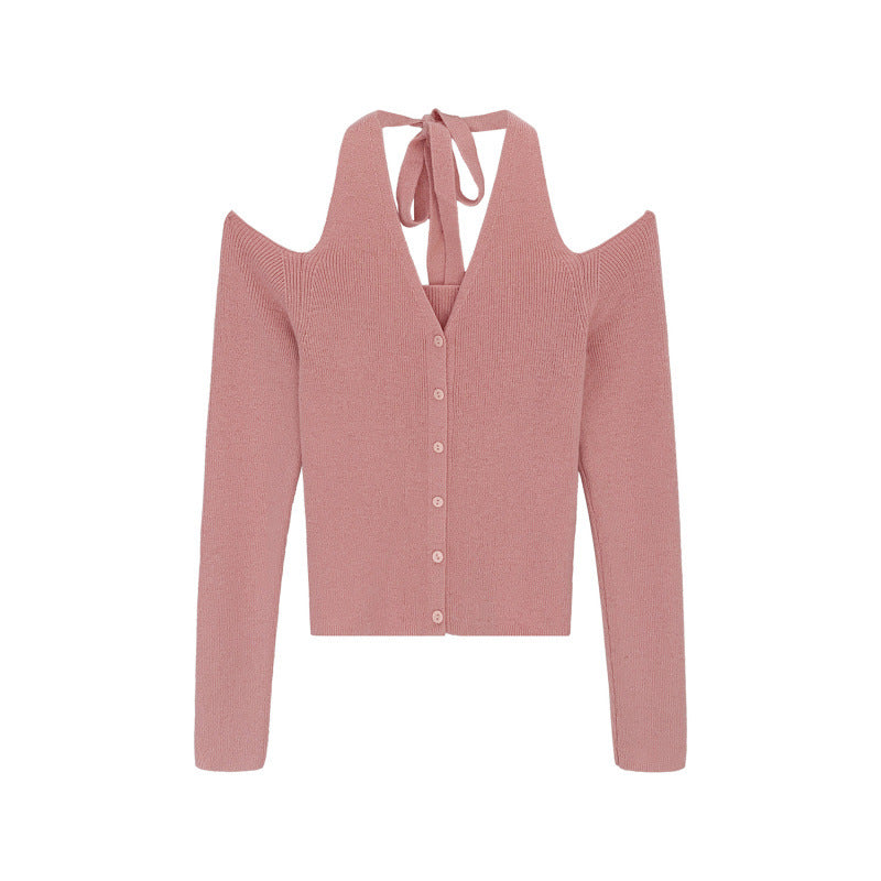 Off-Shoulder Long Sleeve Knit Top