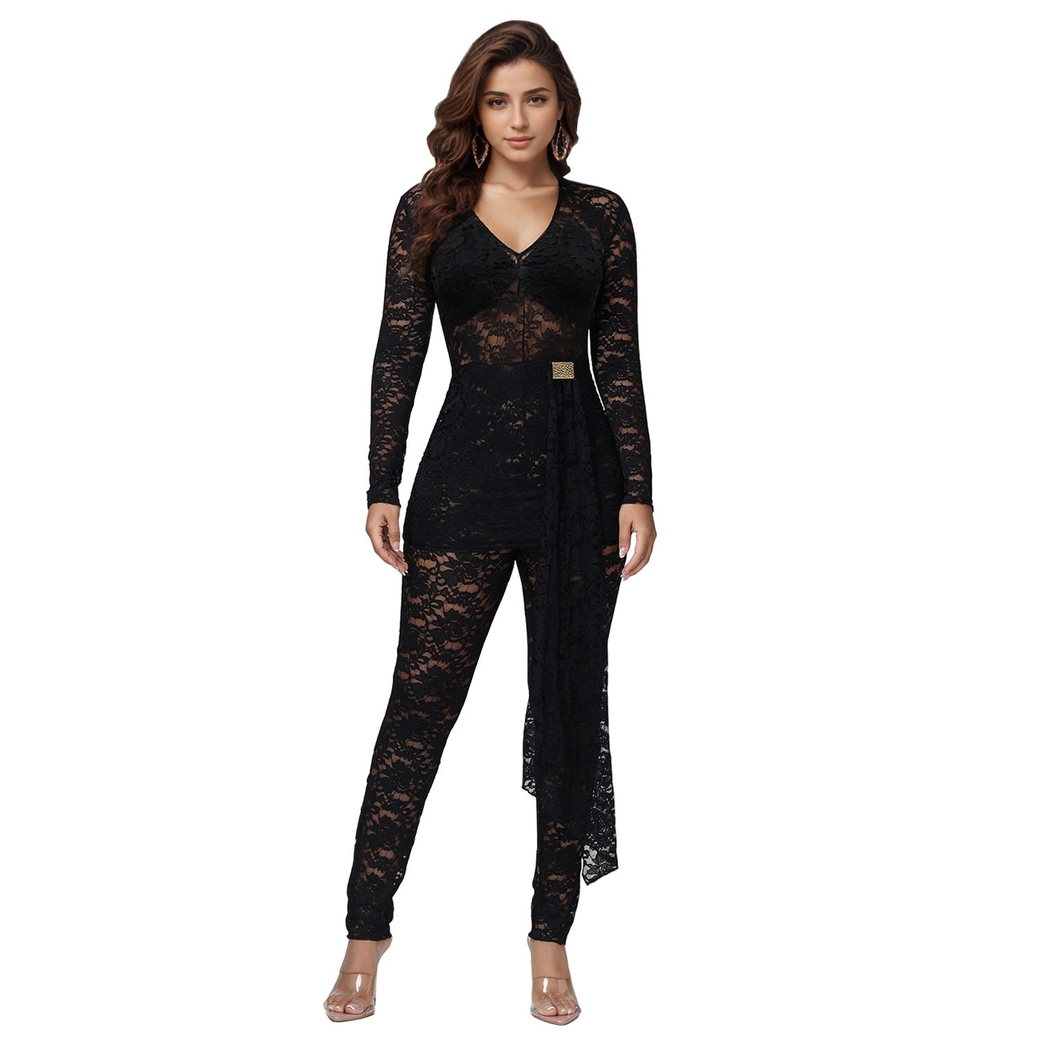 Women's Sheer Lace Jumpsuit Underwear Set