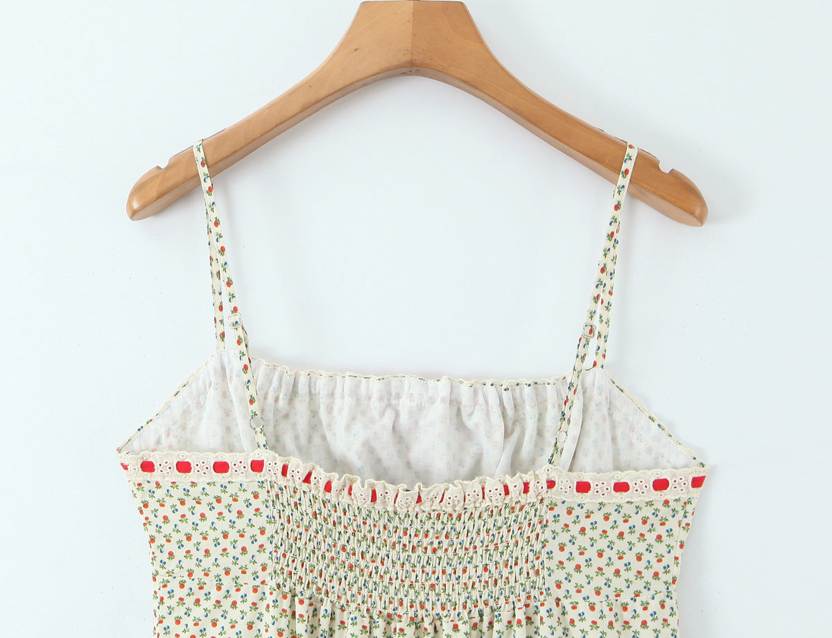 Floral camisole skirt long skirt