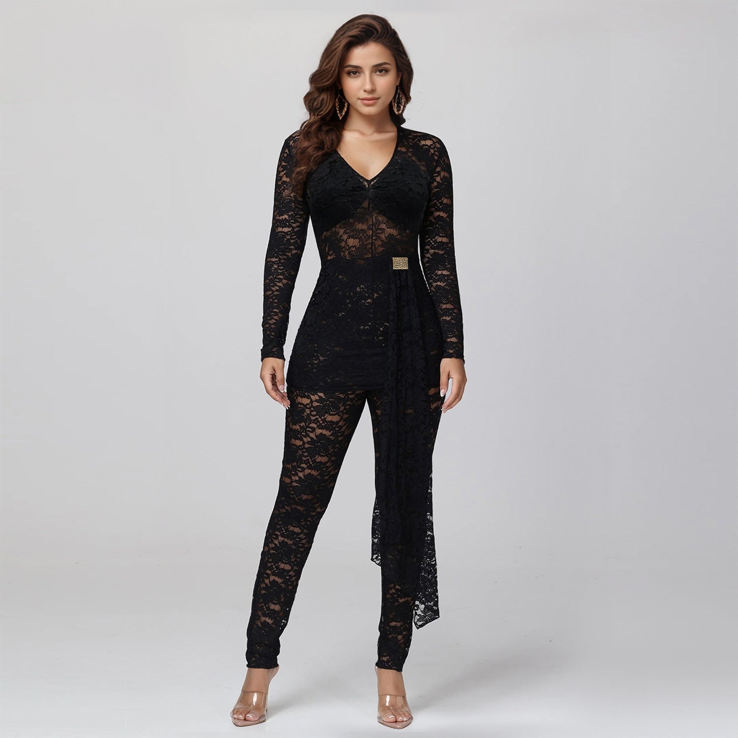 Women's Sheer Lace Jumpsuit Underwear Set