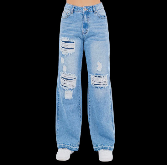 Wide leg hem jeans
