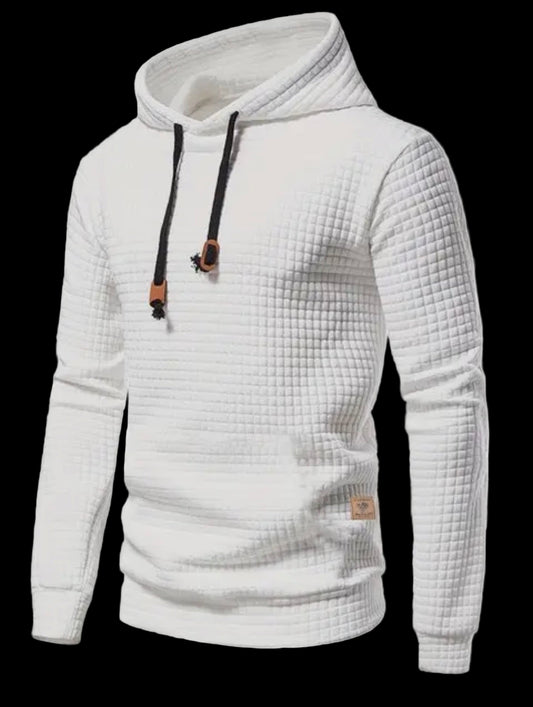 Waffle print pullover hoodie