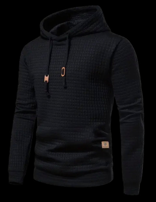 Waffle print pullover hoodie